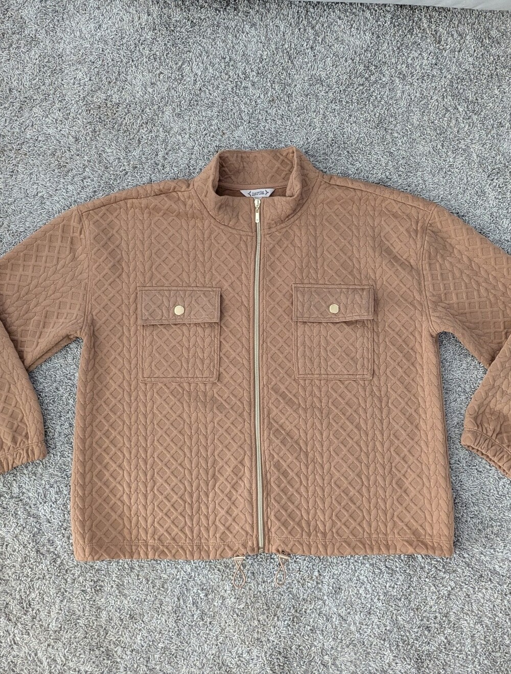 Nanette Lepore Quilted Zip-Front Jacket in Camel Brown